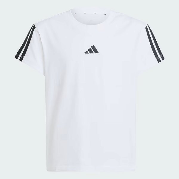 Roupa Infantil Menino Adidas Camiseta Branca Dry Fit 2 Listras