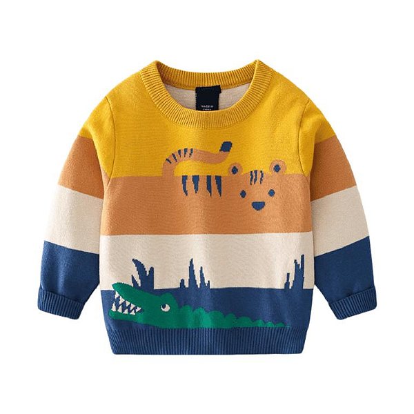 Blusa Infantil Little Lã Estampa Tigre e Jacaré – Menino