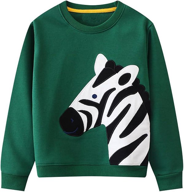 Blusa Moletom Infantil Little Verde Estampa Zebra – Menino