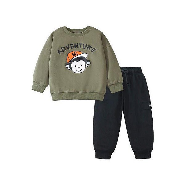Conjunto Infantil Little Moletom Verde Adventure – Menino