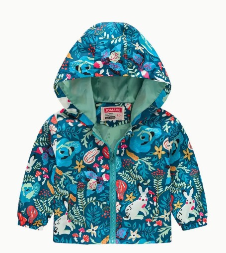 Jaqueta Infantil Menina Little – Verde Estampada com Coelho