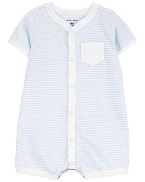 Romper Carter’s Azul Listrado Nuvem – Leve e Confortável
