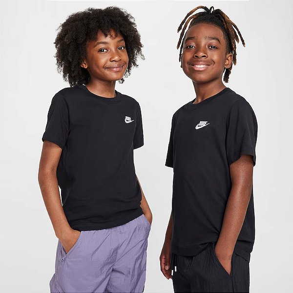 Camiseta Infantil Nike Preta – Manga Curta em Algodão Original