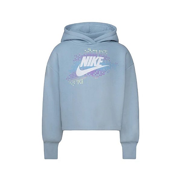 Moletom Infantil Nike Menina – Azul com Logo Colorida