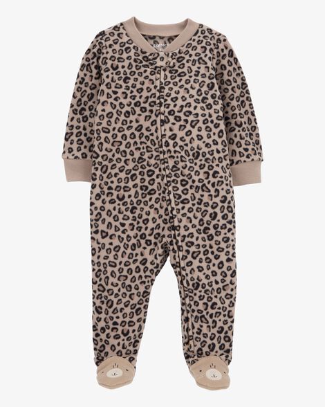 Macacão Infantil Menina Carter’s Fleece Leopardo com Pé