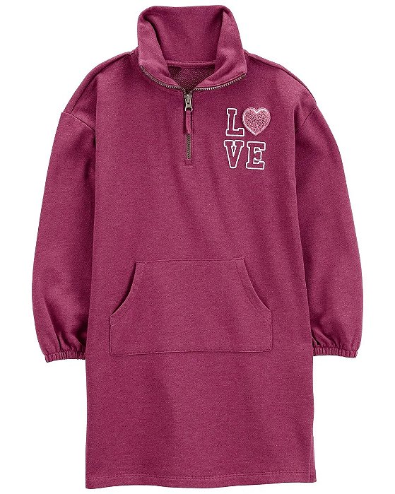Vestido Infantil Menina Carter’s Moletom Bordô Love Confortável