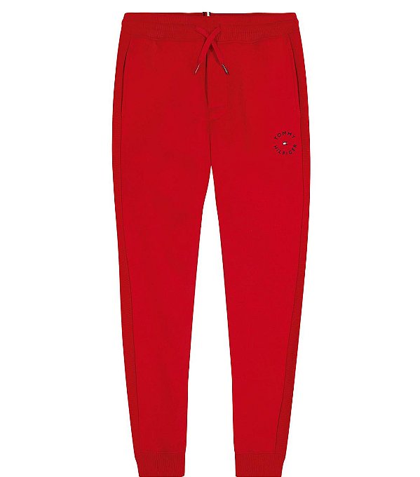 Calça Moletom Infantil Tommy Hilfiger Vermelha Forrada Fleece