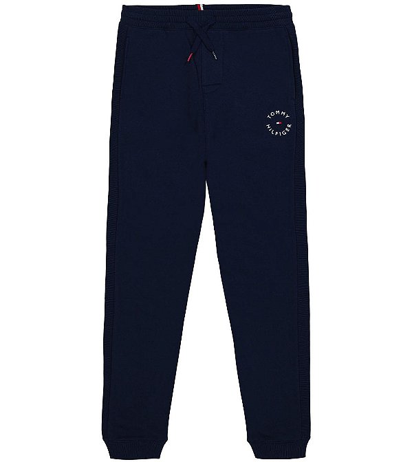 Calça Moletom Infantil Tommy Hilfiger Preta Forrada em Fleece