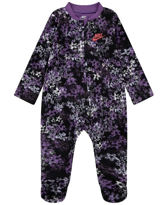 Macacão Fleece Nike Infantil Menina – Lilás com Flores
