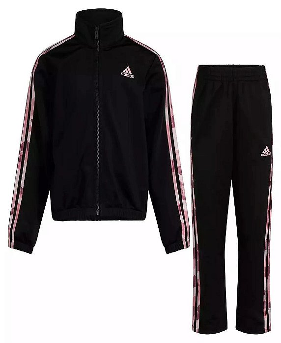 Conjunto Infantil Menina Adidas Jaqueta e Calça Dry Fit Lateral