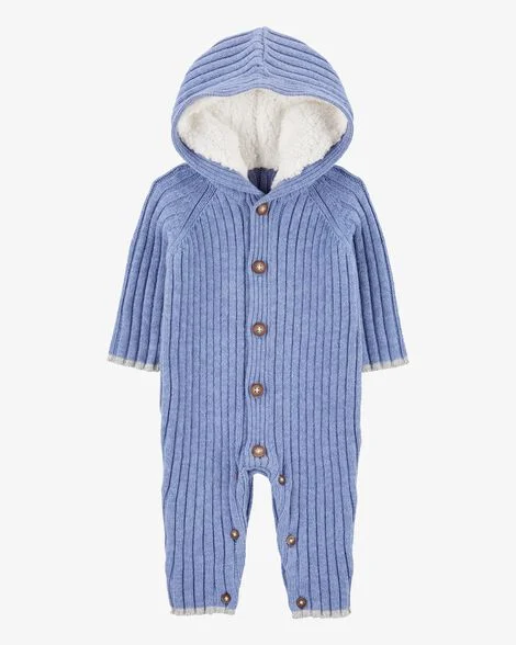 Macacão Carter’s OshKosh Fio Azul com Gorro – Quentinho e Fofo