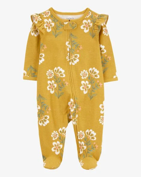 Macacão Infantil Menina Carter’s Algodão Amarelo Flores