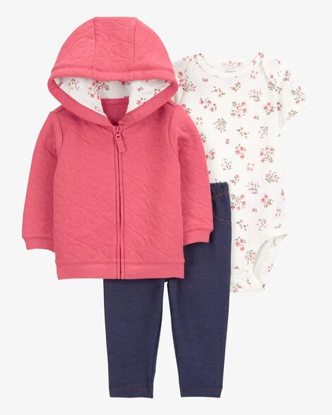 Conjunto Infantil Menina Carter’s 3 Peças Jaqueta Moletinho Corações