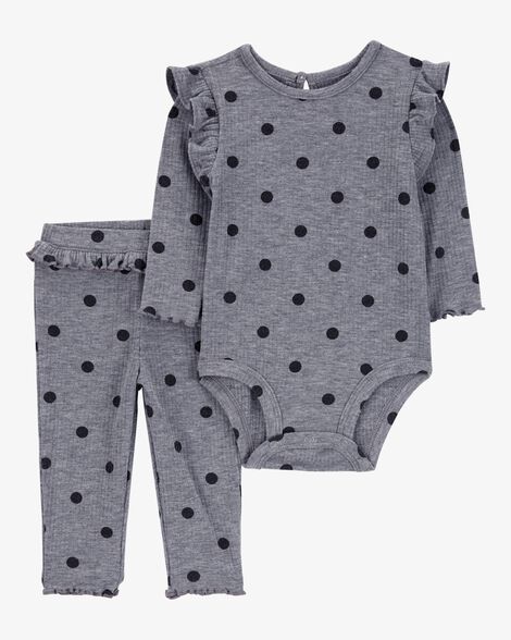 Conjunto Infantil Menina Carter’s Body e Calça Cinza Poá