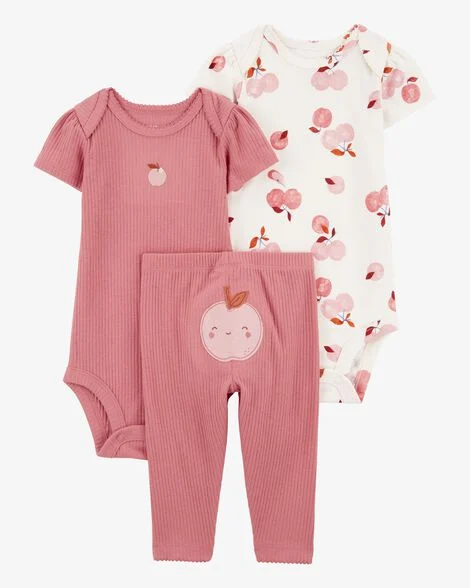 Conjunto Infantil Menina Carter’s 3 Peças Body Maçã Calça Casaco