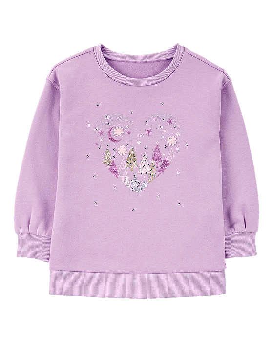 Blusa Moletom Infantil Menina Carter’s Lilás Bordado Coração