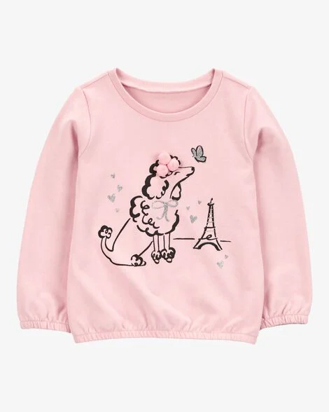 Blusa Moletom Infantil Menina Carter’s Rosa Estampa Cachorro