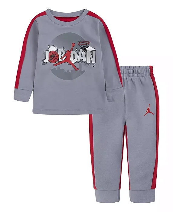 Roupa Infantil Menino Nike Air Jordan Conj 2 Pçs Camiseta e Calça Cinza