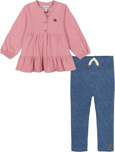 Conjunto Infantil Menina 2 Peças Calvin Klein Bata Veludo Rosa