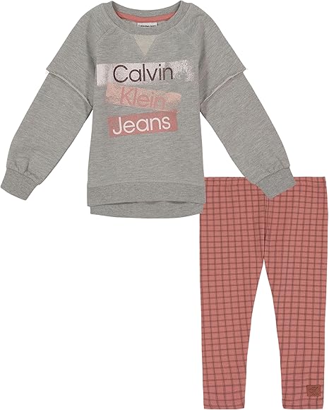 Conjunto Infantil Menina 2 Peças Calvin Klein Moletinho Cinza