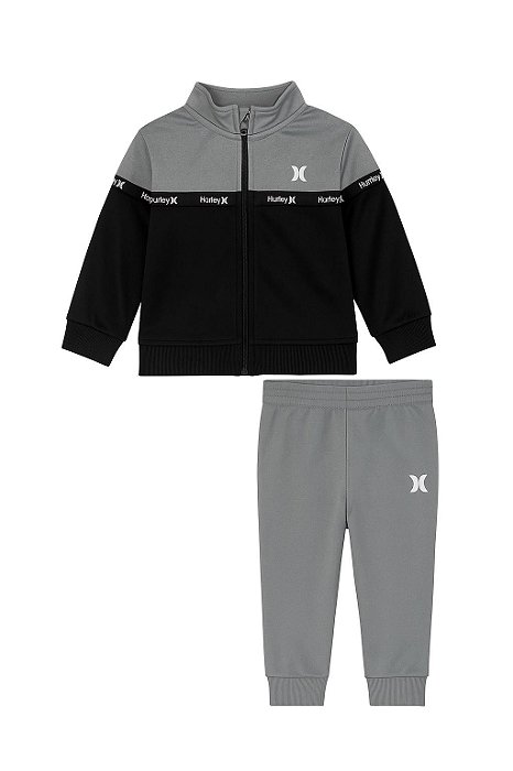 Conjunto Infantil Hurley Jaqueta e Calça Dry Fit Cinza/Preto
