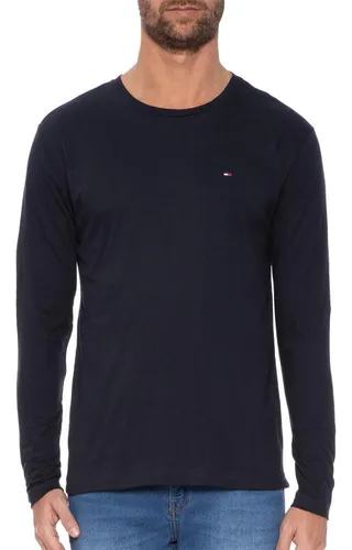 Camiseta Infantil Tommy Hilfiger Manga Longa Azul Marinho