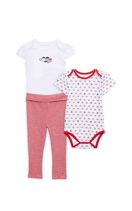 Conjunto Tommy Hilfiger 3 Peças – Body e Calça Vermelha Listras