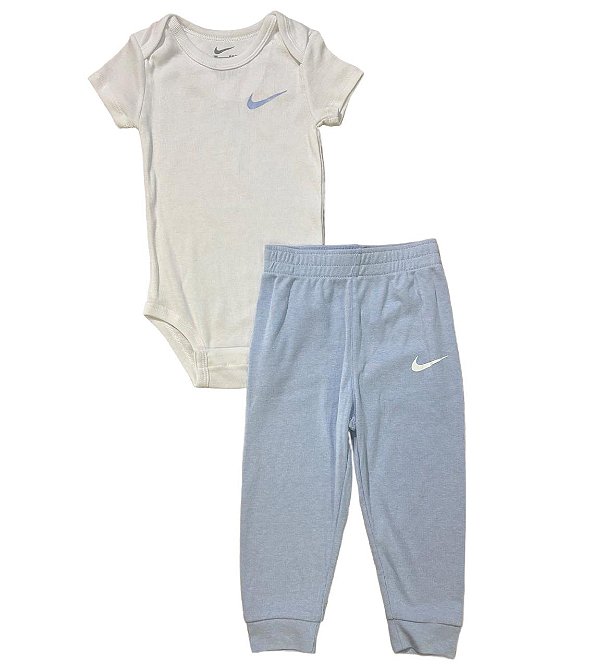 Conjunto Infantil Nike Body Branco e Calça Azul – Bebê Menino