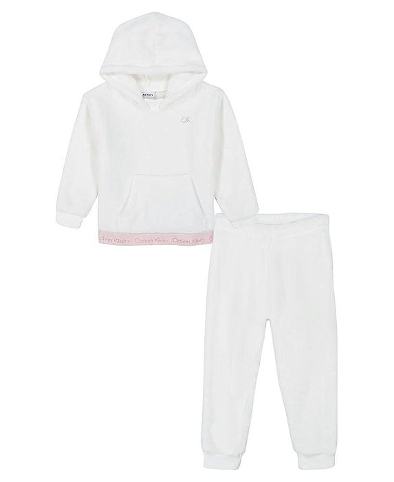 Conjunto Infantil Menina 2 Peças Calvin Klein Branco Sherpa
