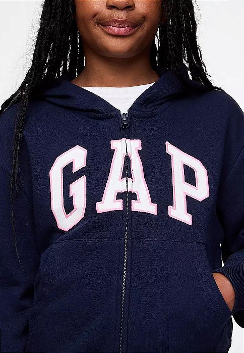 Jaqueta Infantil Menina GAP – Azul Marinho Logo Pink Original