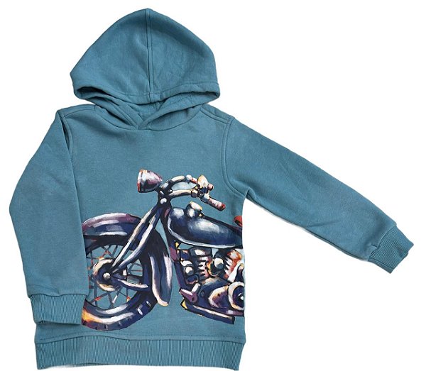 Moletom Infantil Kids HQ Verde com Moto – Menino Estiloso
