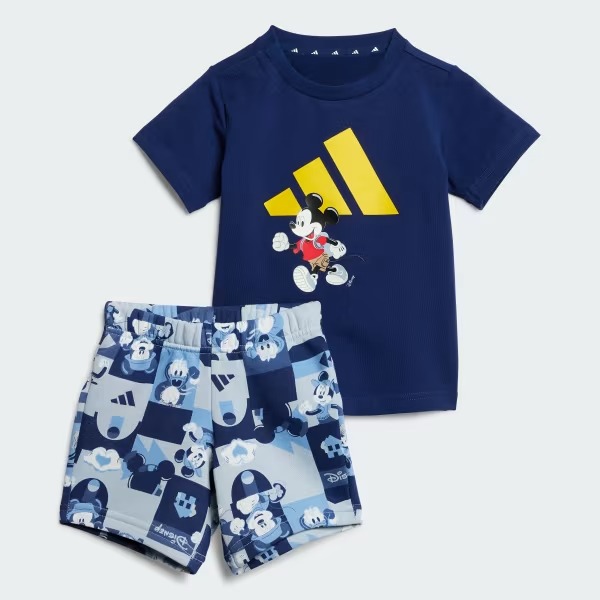 Conjunto Adidas Infantil Camiseta Azul Mickey – 2 Peças Menino