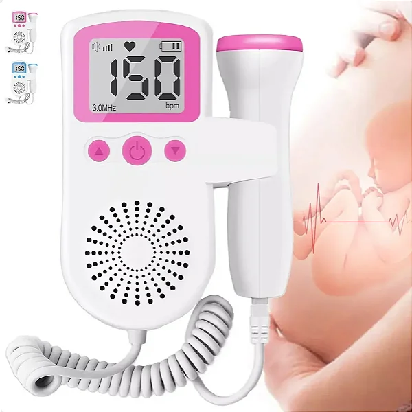Sonar Fetal Doppler com LED Vermelho – Escute o Coração do Bebê