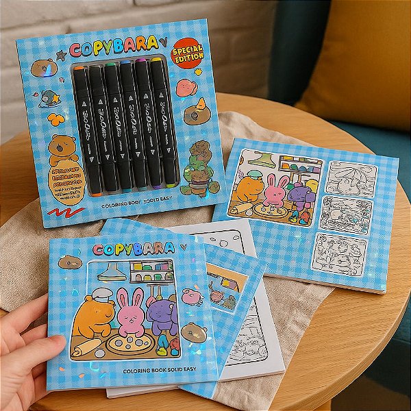 Kit Colorir Azul Bobbie Goods – Livro e Canetinhas Especiais Capivara