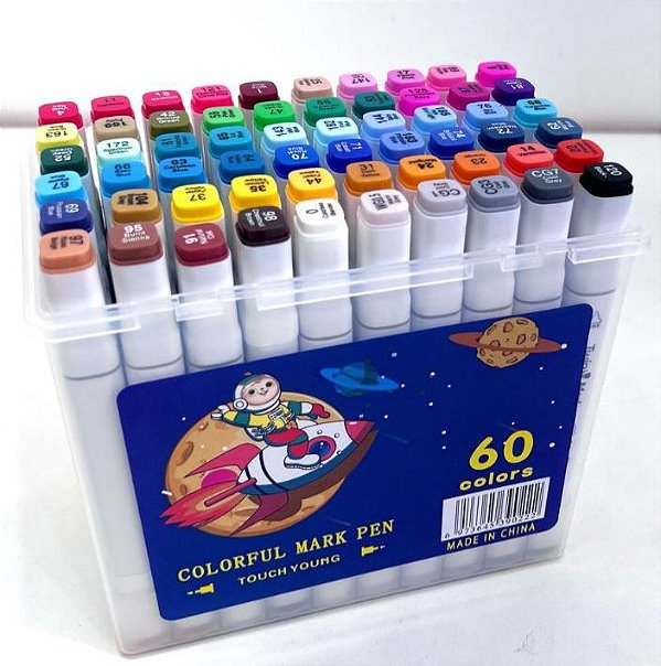 Kit 60 Canetinhas Touch com Caixa de Acrílico – Alta Qualidade