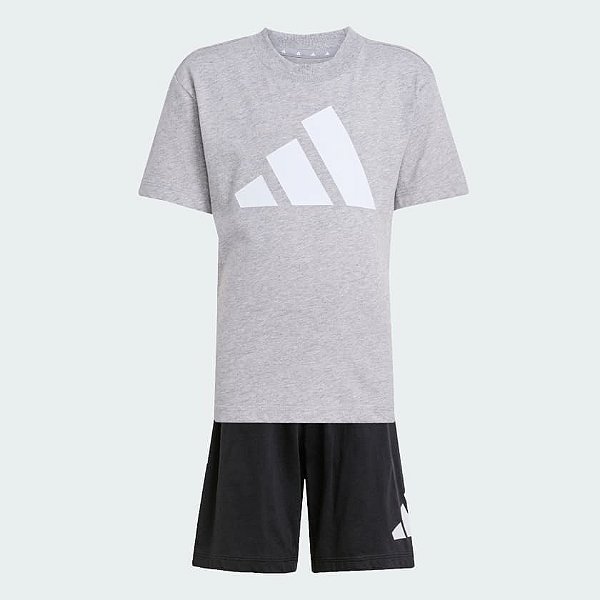 Conjunto Infantil Adidas Camiseta Cinza e Shorts Preto