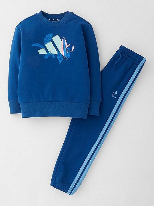Conjunto Infantil Adidas Moletinho Azul Stitch Original