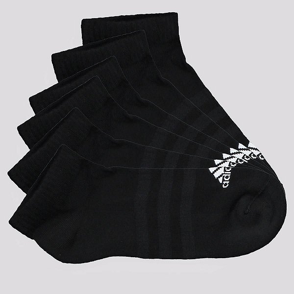 Meia Infantil Adidas Preta 6 Pares Cano Baixo Original