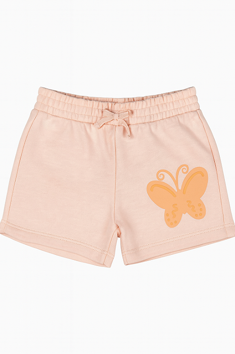 Shorts Infantil Menina Pekkle Rosa com Borboleta Algodão