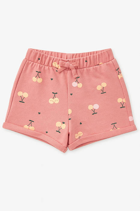 Shorts Infantil Menina Pekkle Algodão Salmão Cereja