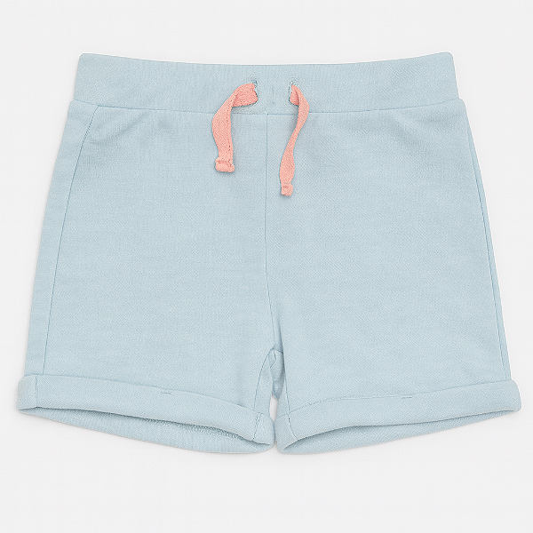 Shorts Infantil Menina Pekkle Azul Claro Algodão Confortável