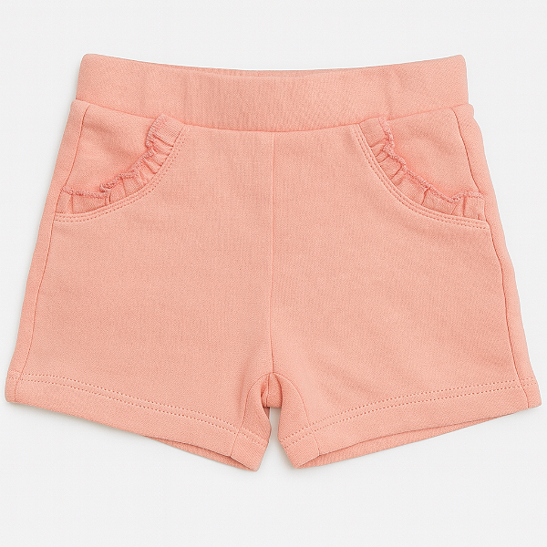 Shorts Infantil Menina Pekkle Rosa Bebê Algodão Confortável