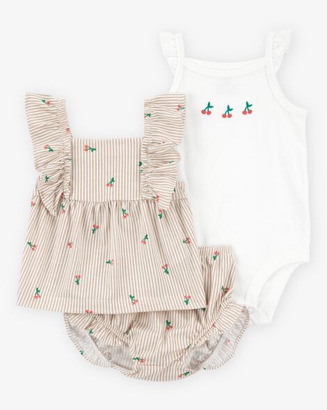 Conjunto 3 Peças Bebê Menina Carter’s Cereja Listrada