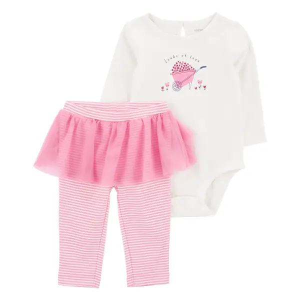 Conjunto 2 Peças Bebê Menina Carter’s Body + Calça Tule Rosa
