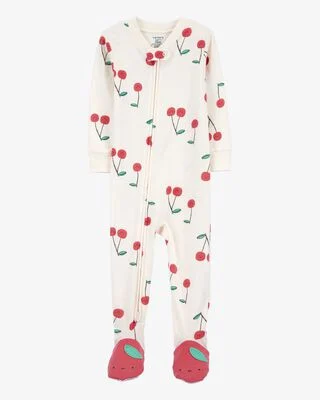 Macacão Bebê Menina Carter’s Algodão Estampa Cereja