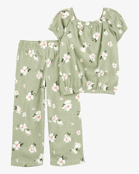 Conjunto 2 Peças Menina Carter’s Blusa Floral + Calça Verde