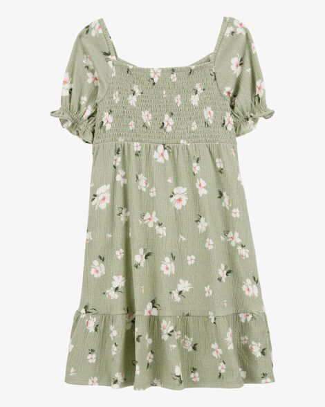 Vestido Infantil Menina Carter’s Floral Franzido Verde