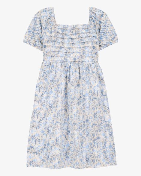 Vestido Infantil Menina Carter’s Floral Franzido Azul