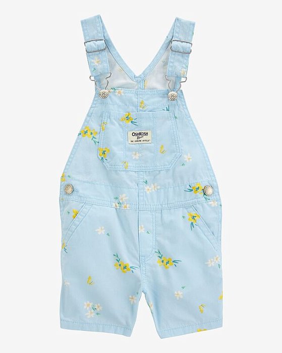 Jardineira Jeans Infantil Menina OshKosh Azul Floral
