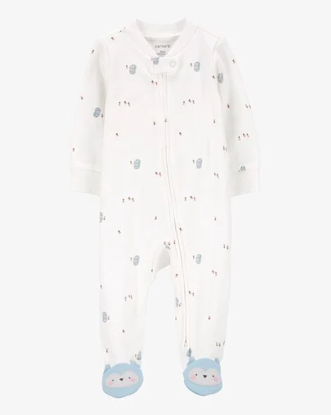 Macacão Bebê Menina Carter’s Algodão Coruja Zíper Bidirecional